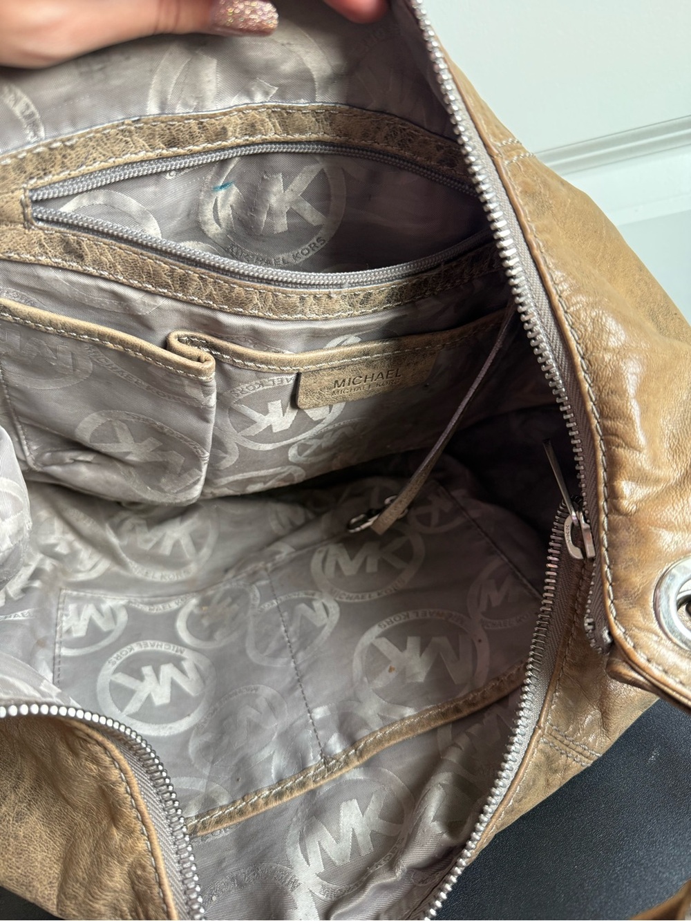 Michael Kors hobo metallic satchel purse project bag - Picture 12 of 14